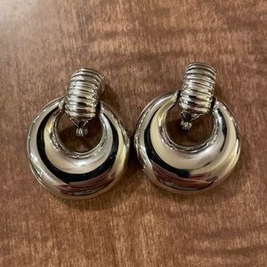 Monet Silver Tone Door Knocker Clip-On Earrings